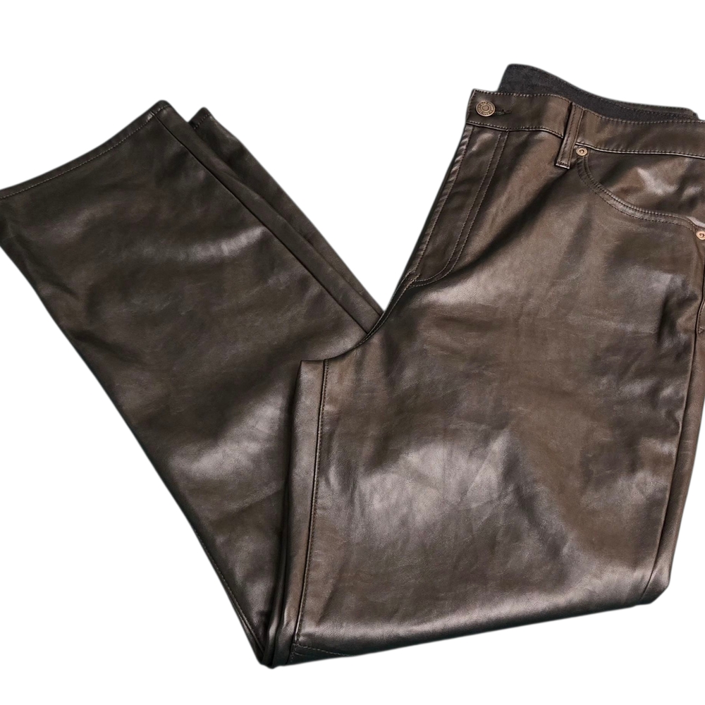 GAP Cheeky Straight Sky High Black Faux Leather Pants